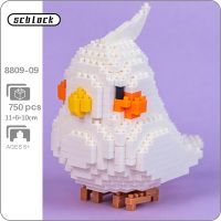 SC 8809-09 Animal World White Parrot Fly Bird Cockatiel Pet Doll DIY Mini Diamond Blocks Bricks Building Toy for Children no Box