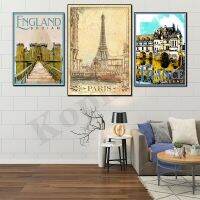 City Travel Scenery ภาพวาดผ้าใบสำหรับ Home Wall Decor - Romania, Paris, Verona, Monte Carlo, England, France และ Switzerland