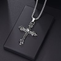 ？》：“： Memolissa Vintage Cross Pendant Necklace Long Chain Rhinestone Inlaid Necklaces Gothic Fashion Cool Jewelry For Men Women