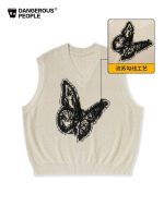 Tassel butterfly knitting single ma3 jia3 fall 2023 new joker show thin leisure American sleeveless single fold wear vest