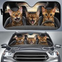 Lovely Cat Family Pattern Car Accessories 3D Animal Universal Car Windshield UV and Heat Large Size Car Sun Shade for Windshield