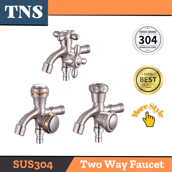 Stainless SUS304 Two Way Faucet Valve Wall Type Sink Washing Machine Water Tap Lazada PH