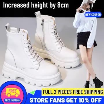 White hot sale zipper boots