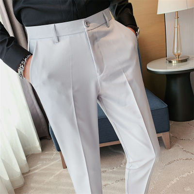 2023ใหม่ธุรกิจชุดกางเกงผู้ชายสีทึบสำนักงานสังคมอย่างเป็นทางการกางเกง Casual Streetwear งานแต่งงานกางเกง Pantalon Homme
