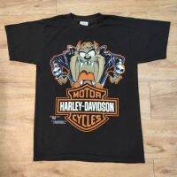 เสื้อยืดแขนสั้นสำหรับผู้ชายและผู้หญิง TAZMANIA HARLEY เสื้อลายการ์ตูน การ์ตูนแทซฮาเล่ย์