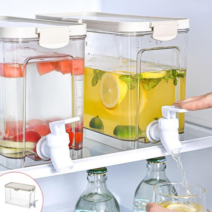 Plastic Beverage Dispenser with Tap 360° Rotatable Drink Dispenser Large  Capacity Cold Drink Kettle with A Mouth Iced Water Juice Lemonade Dispenser  5L for Fridge Home Kitchen 