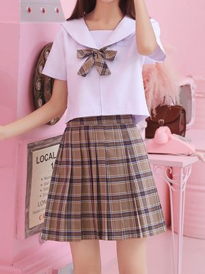 【CC】๑▬  Kawaii Womens High-Waisted Pleated Skirt Anime Gothic Fashion 2022 School Uniform Clothing