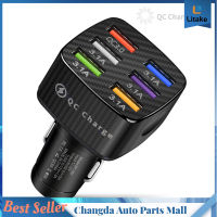 15a 6 Usb Car Charger Luminous Qc3.0 75W Fast Charging Phone Adapter With Led Light Display Stable Buckle