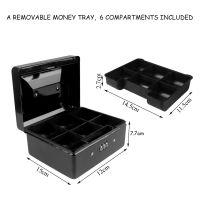 Durable Metal Coin Box with Locking Storage Tray - Small Coin Box with Combination Lock 15 x 12 x 7.7cm