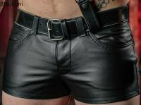 Plus Size 4XL 5XL Mens PU Leather Shorts Solid Casual Mens Short Pants Spring Summer Men Fashion Punk Style Black Shorts Male