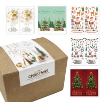 50pcs Merry Christmas Stickers Thank You Card Box Package Label Sealing Sticker Wedding Decor Stationery Christmas Tree Labels