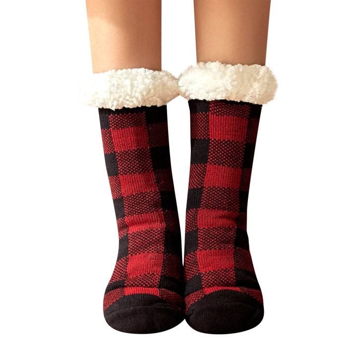 ถุงเท้าสเก็ตบอร์ดรักษาความอบอุ่นผู้หญิงพื้นถุงเท้าบวกกำมะหยี่หนาถุงเท้ากันหิมะ