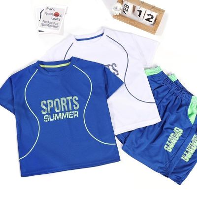 90-150CM Childrens Casual Short-Sleeved T-Shirt Suit Loose Mesh Breathable Sports Basketball Uniform Baby Outdoor Korean Version Fashion Children Cloth