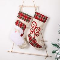 Christmas Decorations For Home 2022 Christmas Stocking Linen Elk Christmas Socks Christmas Ornaments Santa Gift Bag Gift Bag Socks Tights