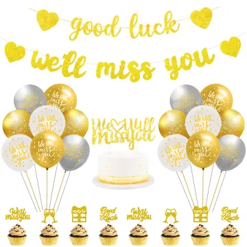 Amazon.com: We Will Miss You Party Farewell Decorations Set, Going Away  Party Decorations Includes Miss You Backdrop Banner, Miss You Table Covers  and Multicolor Balloons for Anniversary Retirement (Gold) : Home &