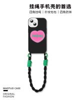 hot style suitable for 14 mobile phone case lanyard wrist iphone13promax silicone anti-fall 14pro love creative hanging hand 12pro large hole xsmax Korean niche