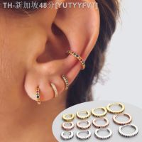 【hot】☋  Small Hoop Earrings Multicolor Stone Round Earring Piercing 6/8/10/12mm