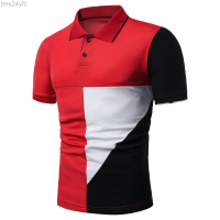 Summer  Mens High Short-sleeved Polo Shirt Color Blocking Color Block Collar Classic Daily Work Patchwork Tops Basic 2023 new polo shirt