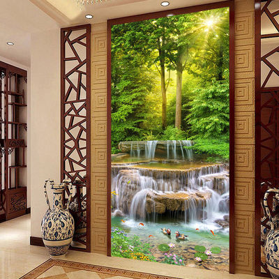 [hot]Custom Mural Wallpaper Classic Forest Waterfalls Nature Landscape Photo Wall Murals Hotel Living Room Entrance Backdrop Wall 3D