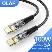 [3C electronic digital]  Olaf 5A PD 100W Type C To Type C To Type C สายเคเบิลข้อมูลชาร์จเร็วมากตัดการเชื่อมต่ออัตโนมัติโปร่งใสสายสำหรับ Huawei Samsung Xiaomi