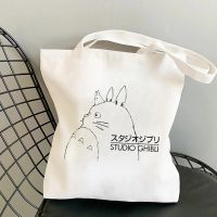 Studio Ghibli Women Shopping Bag Cartoon Eco Reusable Female Tote Bag College Handbag Retro Large Ladies Shoulder Shopper Bag