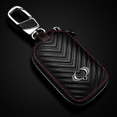 ✇℗✟ Leather Car Key Case For Ssangyong Actyon SUV Kyron Rexton Folding Remote With Car Logo Key Shell Case With Car Logo Key Cover