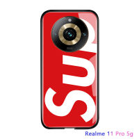 เคสกระจกนิรภัยมันวาวสำหรับ Realme 11 Pro 5G Realme 11 Pro + 5G แฟชั่นโลโก้สุดเท่แบรนด์ยอดนิยมของผู้ชายสำหรับเด็กผู้ชายกระจกเงาสุดหรู