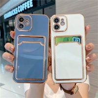 (Phone case)ผู้ถือบัตรกรณีโทรศัพท์ Electroplated สำหรับ Iphone 11 13 13Pro 12 Pro Max X XR XS Max SE2020 7 8บวกกรณีเชลล์ปกหลังเคสและซองมือถือ