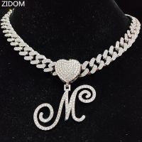 【CW】 Men A Z Cursive Pendant Necklace Luxury Hip hop Iced out Necklaces Fashion Hiphop Jewelry