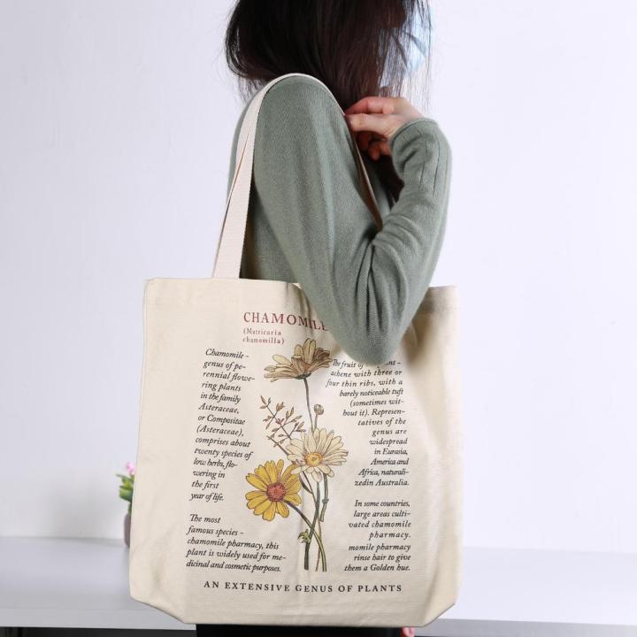 ดอกไม้ถุงผ้าใบกระเป๋าศิลปะถุงช้อปปิ้งร้านขายของชำใช้ซ้ำได้ซักได้