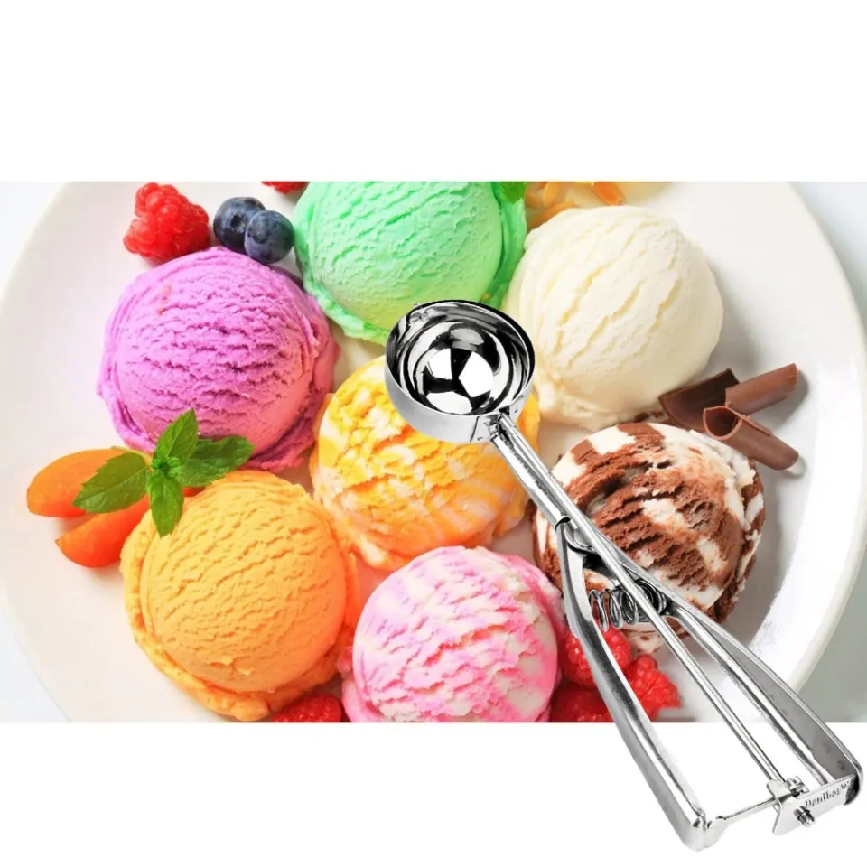 Cookie Scoop, Ice Cream Scooper with Trigger, Small, and Large Stainless  Steel Cookie Scoops for Baking, Ergonomic Handle Cookie Dough Scoop