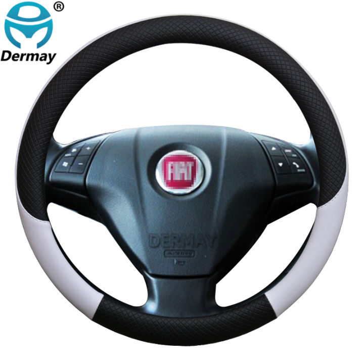 2021100-dermay-brand-leather-car-steering-wheel-cover-anti-slip-for-fiat-grande-punto-puntopunto-evo-van-auto-accessories