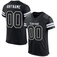 Black Polyester Customized Football Jersey for Men Football Short Sleeves Athletic Tee Shirts