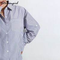 Pink Stripe Shirt Women Blouses Loose Casual Long Shirts Ladies Spring Top Womens Tunic Woman Elegant Oversize Shirts For Women