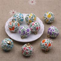 20pcs 16mm Small fresh floral cloth Fabric Covered Multiple Color Round Ball Bead Pendant Buttons Home Garden Crafts Haberdashery