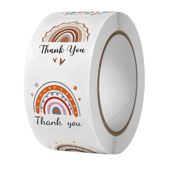 1Roll 500pcs Thank You tape Thankyou Flower Round Seal Sticker Tags ...