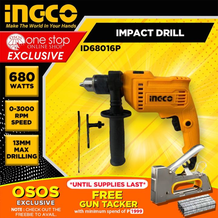 INGCO Impact Drill 680W Barena with Variable Speed Hammer ID68016P w ...