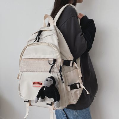 [COD] School bag female Korean ins department literary retro all-match high school college students solid backpack