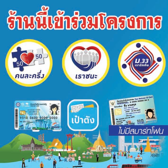 6 ป้ายไวนิล ป้ายโครงการ "เราชนะ" ม.33 บัตรสวัสดิการแห่งรัฐ คนละครึ่ง ขนาด 45*45 ซม. หน้าเดียว พับขอบตอกตาไก่  ภาพคมชัด ทนแดด ทนฝน 6 แผ่น