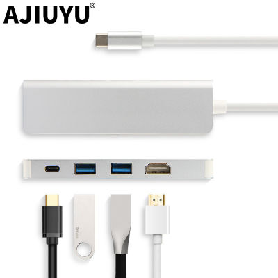 AJIUYU USB C HUB Thunderbolt 3 Type C Adapter Dock 3 USB 3.0 Port 4K HDMI Multi Ports For Pro Air iMac Laptop Splitter
