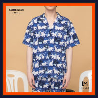 (PAINKILLER x GOOD GOODS) ELEPHANT HAWAII SHIRT / เสื้อเชิ้ต เสื้อฮาวาย เสื้อลายช้าง เสื้อผ้าผู้ชาย แฟชั่นผู้ชาย เพนคิลเลอร์ / Digital print Shirt menswear PAINKILLER / SS23