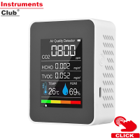 Instruments หน้าจอแสดงคุณภาพอากาศแบบพกพาในร่ม CO2เครื่องตรวจจับ5 In 1ฟอร์มัลดีไฮด์ HCHO TVOC เครื่องทดสอบ LCD อุณหภูมิความชื้นแบบชาร์จไฟได้ CO2มิเตอร์สำหรับห้องนอนสำนักงานคลังสินค้าเรือนกระจก