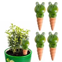 4Pcs/set Self Watering Spikes Frog Shape Automatic Clay Watering Stakes For Vegetables  Flowers  Vacations Watering Device Watering Systems  Garden Ho