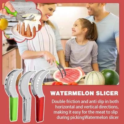Watermelon Slicer Stainless Steel Cutter Kitchen Fruit Slicer Fruit Cutter Tool Divider Digger Watermelon J9T6