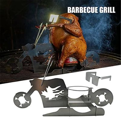 Portable Chicken Stand Beer Can Funny American Motorcycle BBQ Grill Stainless Steel Barbecue Rack Tools Cool Chicken Holder Gift