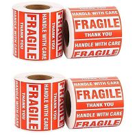 Fragile Stickers 2 x 3 Inch Fragile - Handle with Care - Thank You Warning Packing Labels (500 Labels / Roll)