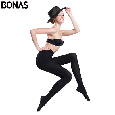 【CW】 BONAS 80D Tights Elastic Pantyhose Seamless Female Color Collant Anti