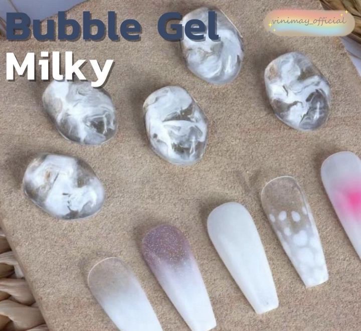 พร้อมส่ง-สีทาเล็บ-ยาทาเล็บ-bubble-gel-milky-vinimay-ของแท้-100-ขนาด-15ml-by-vnm-thailand