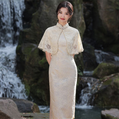 2022เคปผ้าคลุมไหล่ Cheongsam เด็กสาวอารมณ์สไตล์สาธารณรัฐย้อนยุคชุด Cheongsam ที่ดีขึ้น