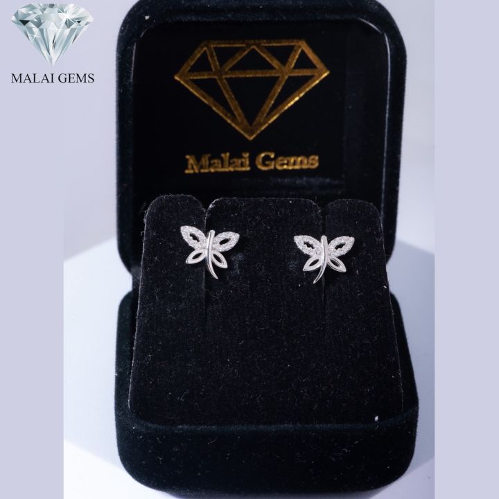 malai-gems-ต่างหูเพชร-เงินแท้-silver-925-เพชรสวิส-cz-เคลือบทองคำขาว-รุ่น-155-40e0006-แถมกล่อง-ต่างหูcz-ต่างหูเงินแท้